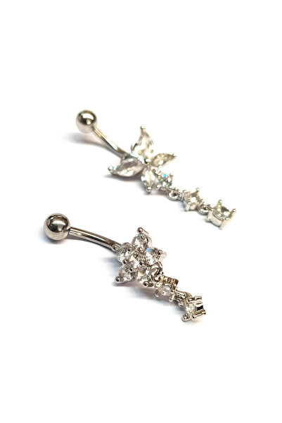 AMALFİ Σετ σκουλαρικιών piercing και δαχτυλιδιών αφάλου από ατσάλι