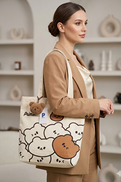 Prime Cart Collections Cute Bear Design Women's Canvas Shoulder Bags Versatil...
