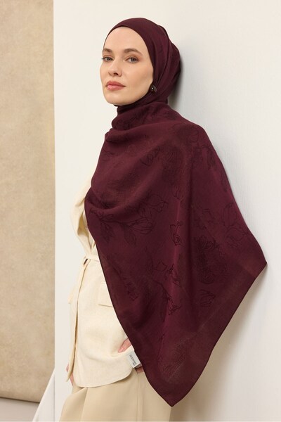 Silk Home شال قطني من نايا بنمط زهور بلون البرقوق