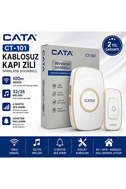 Cata CT-101 Kablosuz Kapı Zili Wireless Doorbell Uzaktan Kumandalı 100m Menzi...
