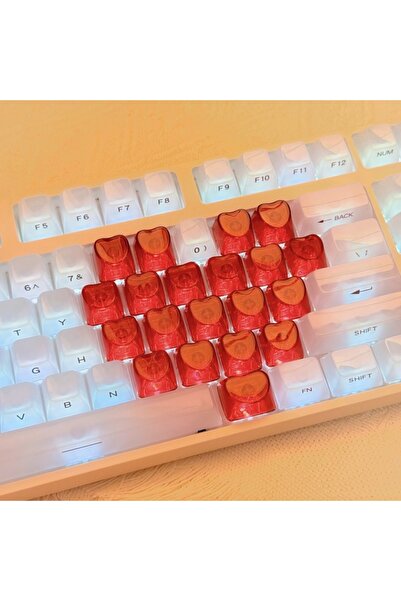 silabor 21 Tuşlu Şeffaf Kırmızı Mekanik Klavye Tuşu Seti | RGB Uyumlu Keycaps...