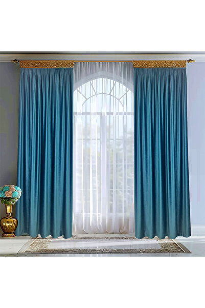 Arasya Home Design Draperie de Catifea Semi-Opaca 70% Albastru