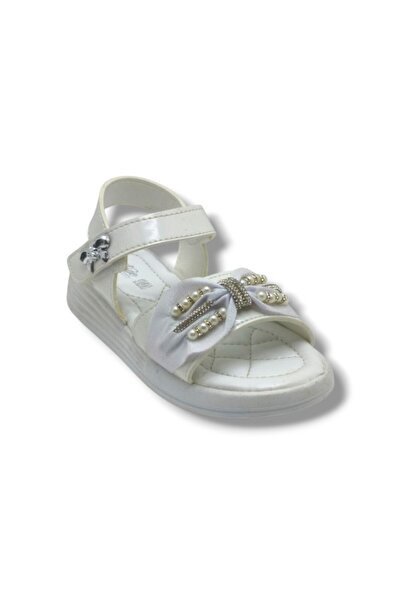 Butiqe 1809-26 Glittery Beaded Stone Anatomical Girls' Sandals 22-25