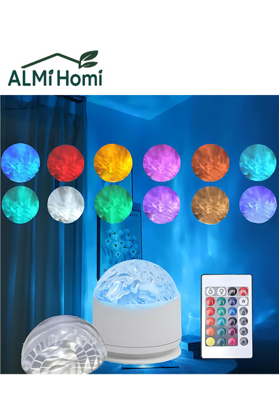 almihomi 2-in-1 Projector Night Light – 16 RGB Colors, Aurora & Ocean Wave, R...