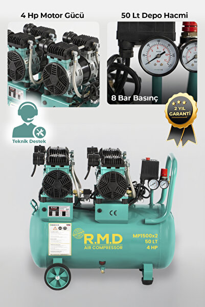 R.M.D Kompresör 50 lt Yüksek Emişli Yağsız Teknoloji Hava Kompresörü - I MP15...
