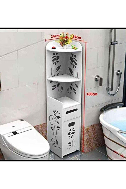 Vivendo Dulap vertical pentru baie, 3 polite, 2 sertare 100x24x24 cm, alb