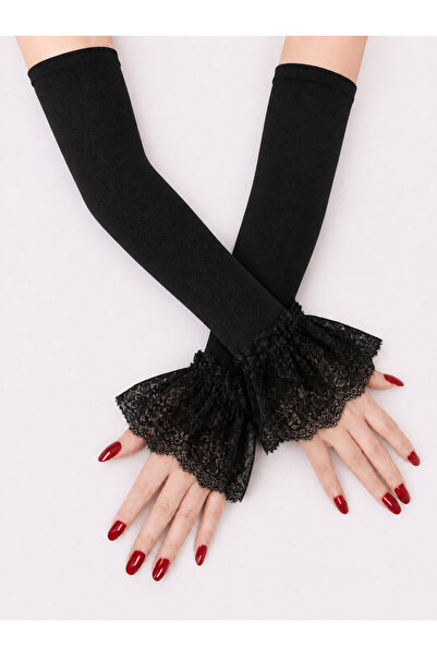 AYBÜK PABUÇ Stylish Sleeve Cover with Lace Detail, Practical Prayer Hijab Sle...