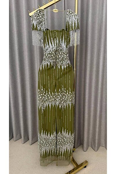 Bamah Olive Green Evening Dress with Luxurious High-End Embroidery