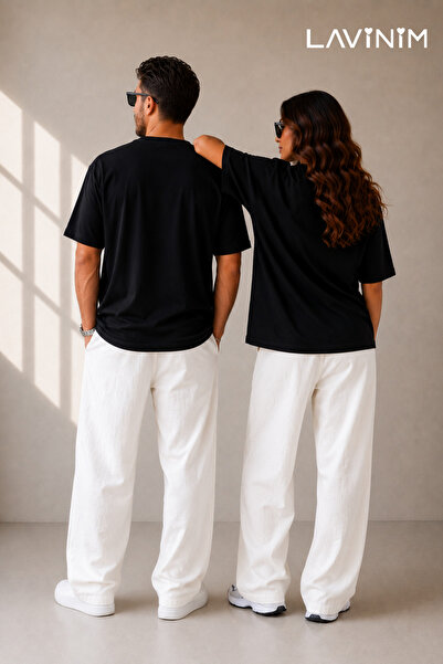 LAVİNİM Sevgili Kombini Oversize Unisex Basic Couple Çift Tişört