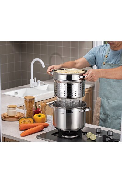 Klausberg Oală pentru gătit la aburi de 7,5 L, compatibilă cu plite cu inducț...