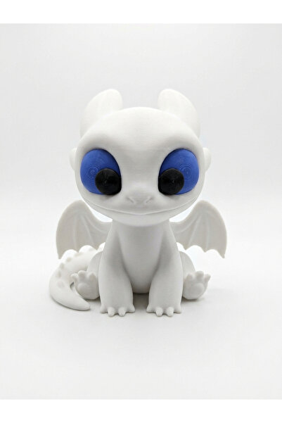 DEMİRHAN3D 🐉💖 Light Fury Ejderha Figürü – Dişsiz’in Aşkı | 11,5 cm PLA Doğa...