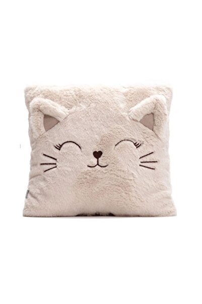 eco sepet Kare Kedi Yastık Kırlent Bej, Kedi Kırlent Yastık, Kedi Peluş Kırle...