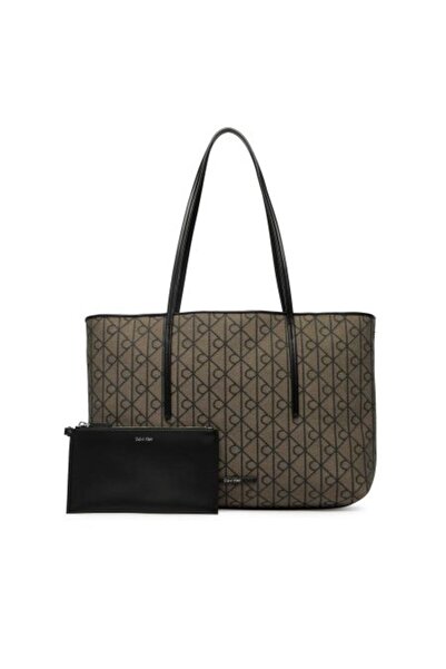 Calvin Klein EMBLEM AOP JACQUARD ANTRASİT KADIN TOTE ÇANTA