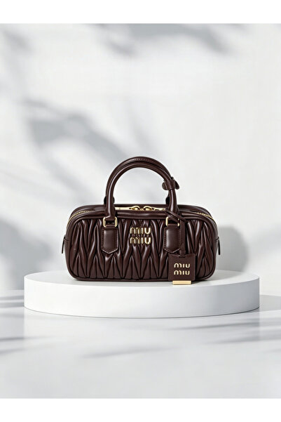 Miu Store Small Arcadie Top Handle Bag in Matelassé Nappa Leather Crossbody S...
