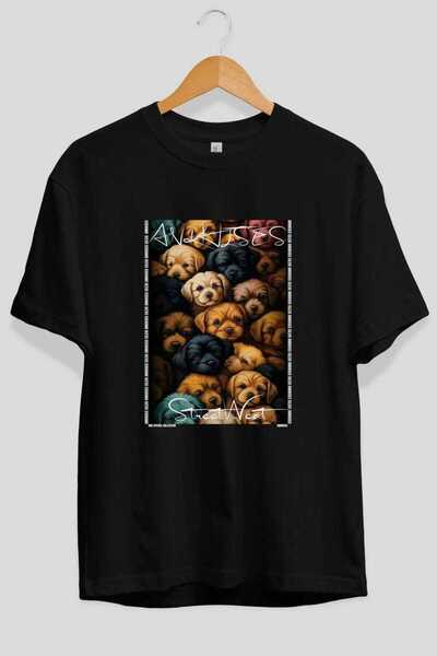 Ankhises تي شيرت Dog For Love 30 مطبوع عليه صورة كلب باللون الأسود مقاس كبير ...