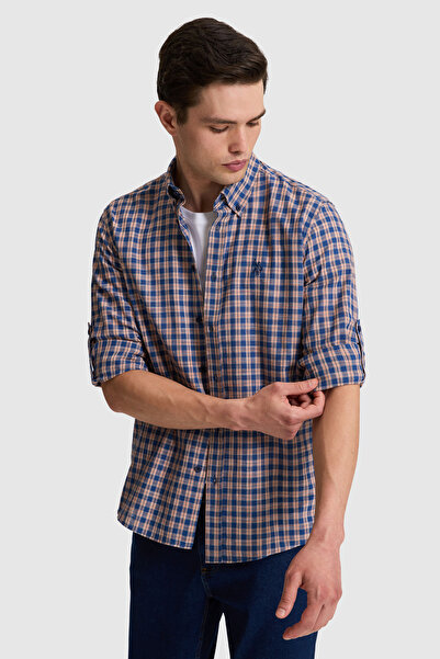 U.S. Polo Assn. قميص رجالي بأكمام طويلة باللون الأزرق الداكن 50324654-VR033