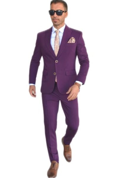 Sunt Romanesc Costum bărbătesc, Sunt Romanesc, slim fit, mov, casual, mărimea S