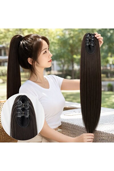 Generic 1 Synthetic Clip In Ponytail Extension Long Straight Natural Fluffy L...