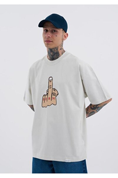 Machinist Tricou oversize pentru bărbați cu imprimeu Middle Finger, gri spațial