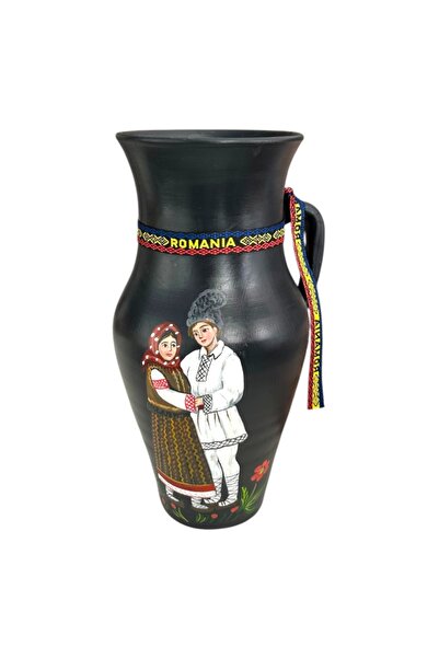 Ceramica Martinescu Ulcior ceramic pictat manual, vaza decorativa, cuplu in p...