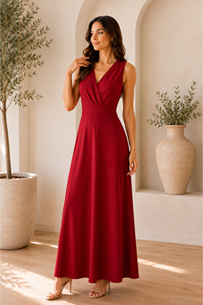 Kokosh moda Elegant Chic Women's Double Breasted Collar Maxi Length Crepe Eve...