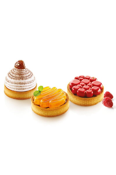 silikomart Set Tarte Ø8 cm Honore, 8 forme microperforate + Formă de silicon ...