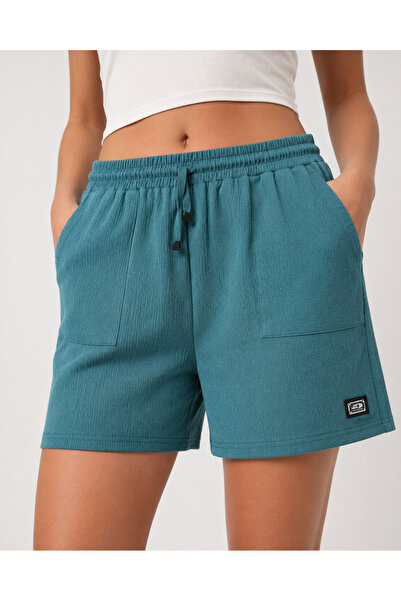 just wear zt Women's Wrinkled Textured Shorts, Elastic Waist Lace-Up Comforta...
