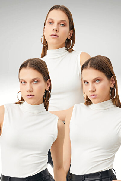 Ladima Women's White 3-Piece Sleeveless Blouse