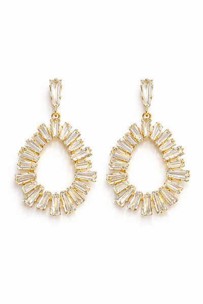 Angelovia Sparkling Drop Stone Hoop Earrings