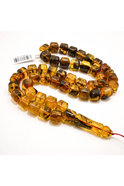Generic Baltic Amber Rosary with Inclusions 47 Beads 11.5mm Square Prayer Bea...
