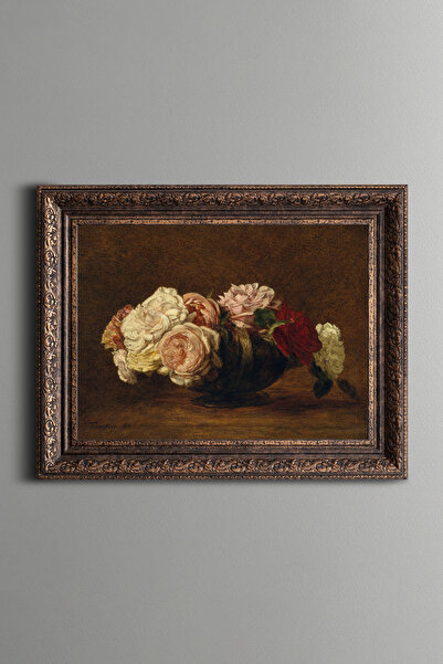 Roses in a Bowl - Vintage Patterned Frame - Thick Model