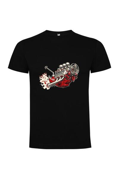 iLovePrints Flaming Motorcycle Concept Tshirt
