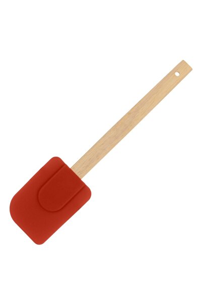 Z Store Spatulă din silicon cu mâner din lemn, 25 cm, Roșu