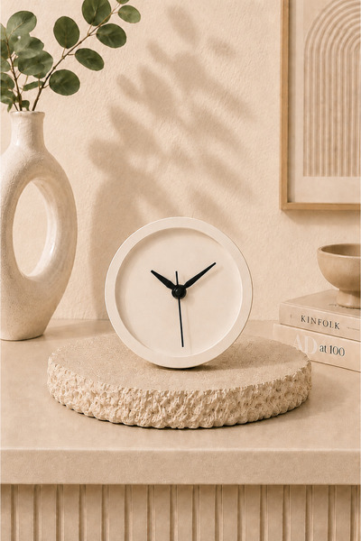 Sese Home Concept Modern Taş Tozu Masa Saati -Dekoratif