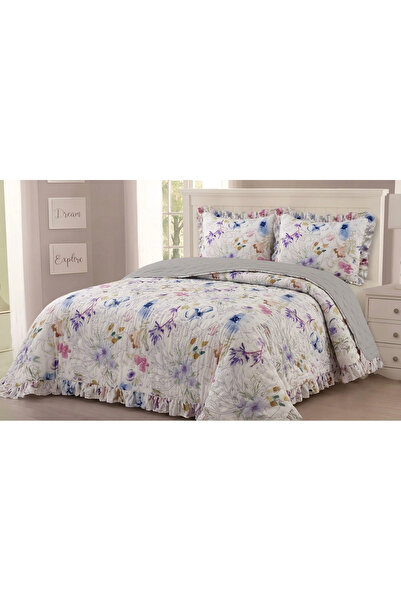 Ahsela Home Ruffle Detailed Patterned Double Bedspread Set 240X260 cm – Soft ...