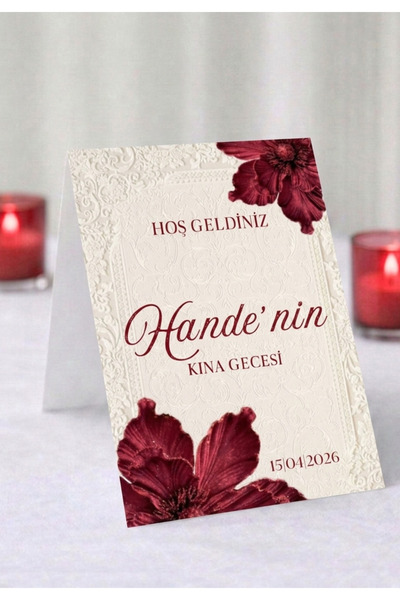 Hobi Sepeti Kişiye Özel Trend İsimli Kına Gecesi Konsepti Masa Kartı 100 Adet...