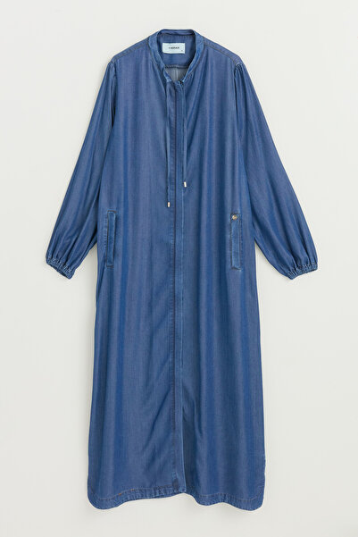 Nihan Plus Size Lyocell Overcoat - Indigo
