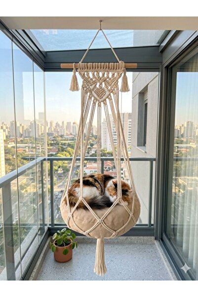 Empressco El Yapımı Makrome Kedi Salıncağı - Bohem Örgü Lüks Kedi Hamağı ve Y...