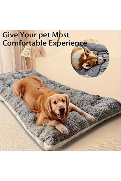 Choice1 Silver Oversized Plush Dog Cat Bed Sofa Crate Pad Ultra Soft Polyeste...
