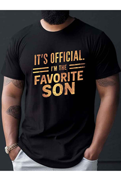 LİNA06 Men'S "It'S Official I'm The Favorite Son" Bold Text Graphic T-Shirt B...