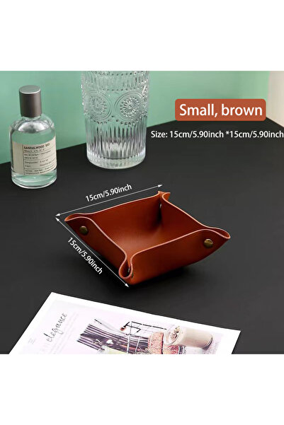 Choice1 Brown little Living Room Entrance Key Storage Box Leather Desktop Cos...