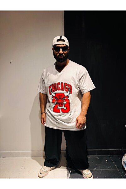 Bas Body FitnessWear Μπλουζάκι Chicago Bulls με στάμπα, μεγάλο μέγεθος, με λα...