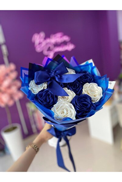 Buketim Seninle Buchet de 11 trandafiri care nu se decolorează, cu panglici a...