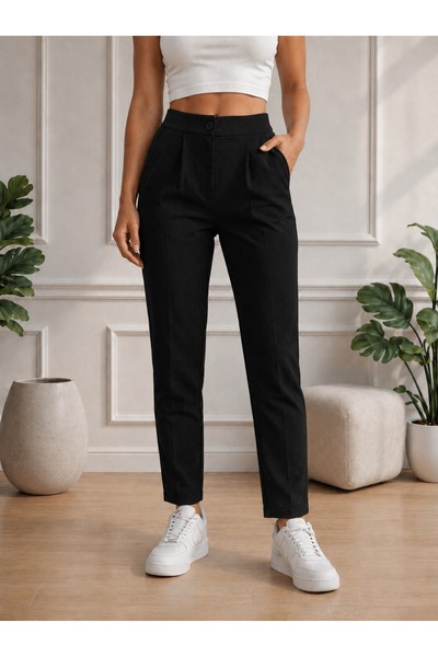 alanora Women's High-Waisted Carrot Cut Stretchy/Lycra Fabric Pants