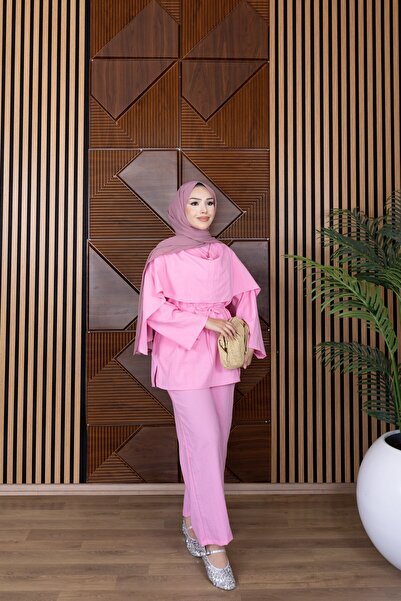 Nergis Neva Butik Shawl buttoned pants set