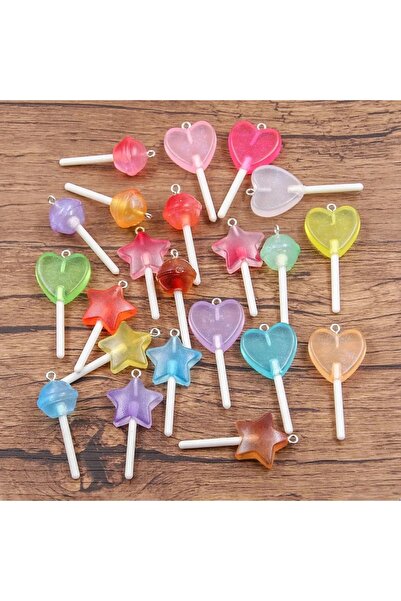 Choice 10pcs mix 10Pcs 3 Styles Mix Color Star Round Heart Lollipop Charms Di...