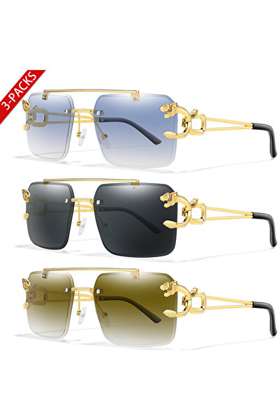Choice JL1-5-6 3 PAIRS Sunglasses Leopard Print Metal Temple Men Women Sports...