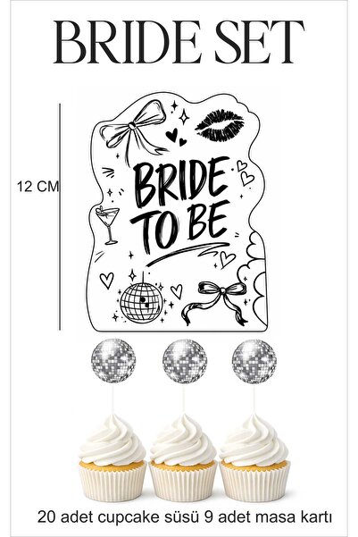 Sinek Kupası Tasarım Bachelorette Party Set Table Card 9 Pieces 20 Cupcake De...