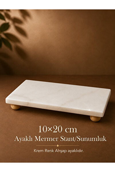 Hilamingo Home Ahşap Ayaklı Mermer Stant , Sunumluk 10×20 cm