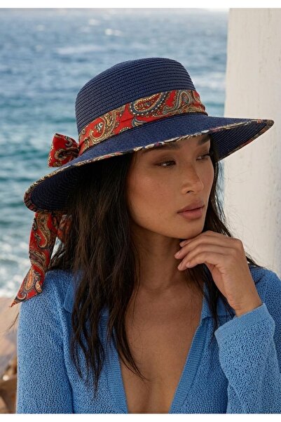 LAGRANZE Special Design Women's Straw Hat with Ribbing and Accessories